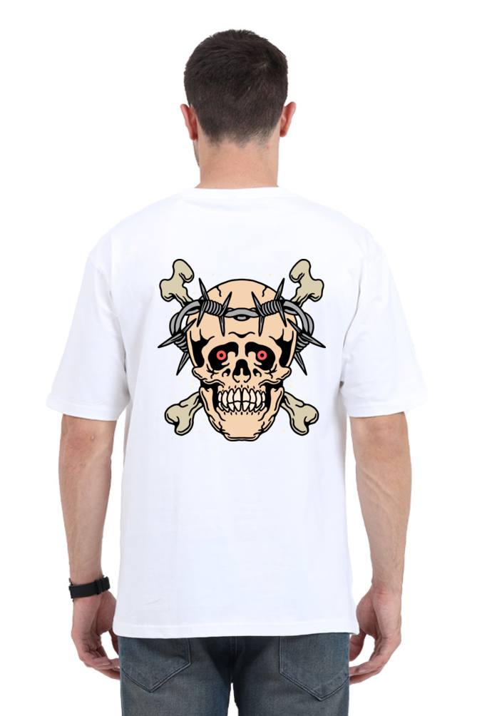 Oversized Streetwear T-shirt(Barbed Wire Skull)