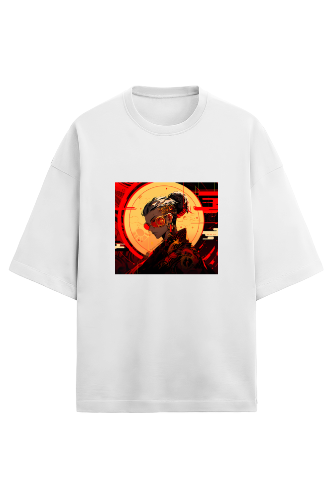 Terry Oversized Cyberpunk T-Shirt(red&gold)