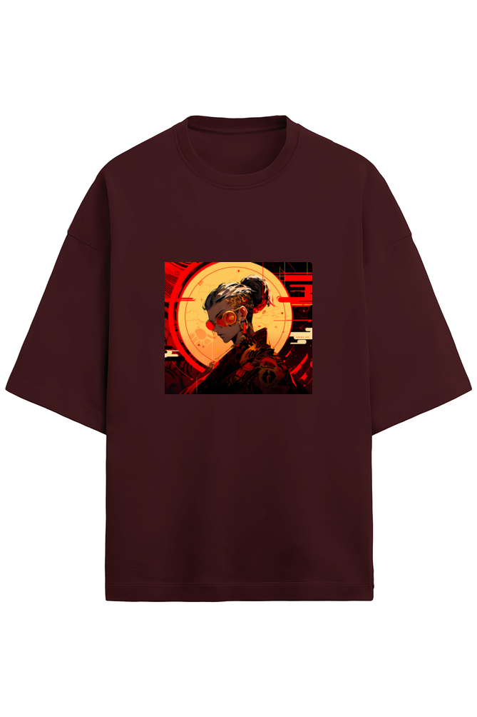 Terry Oversized Cyberpunk T-Shirt(red&gold)