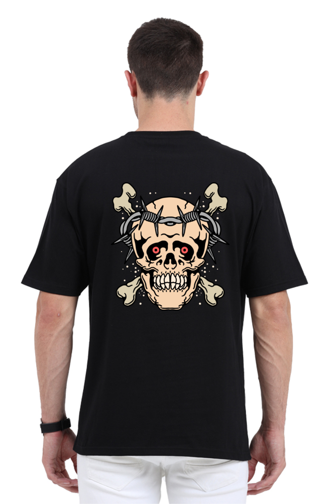 Oversized Streetwear T-shirt(Barbed Wire Skull)