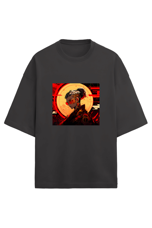 Terry Oversized Cyberpunk T-Shirt(red&gold)