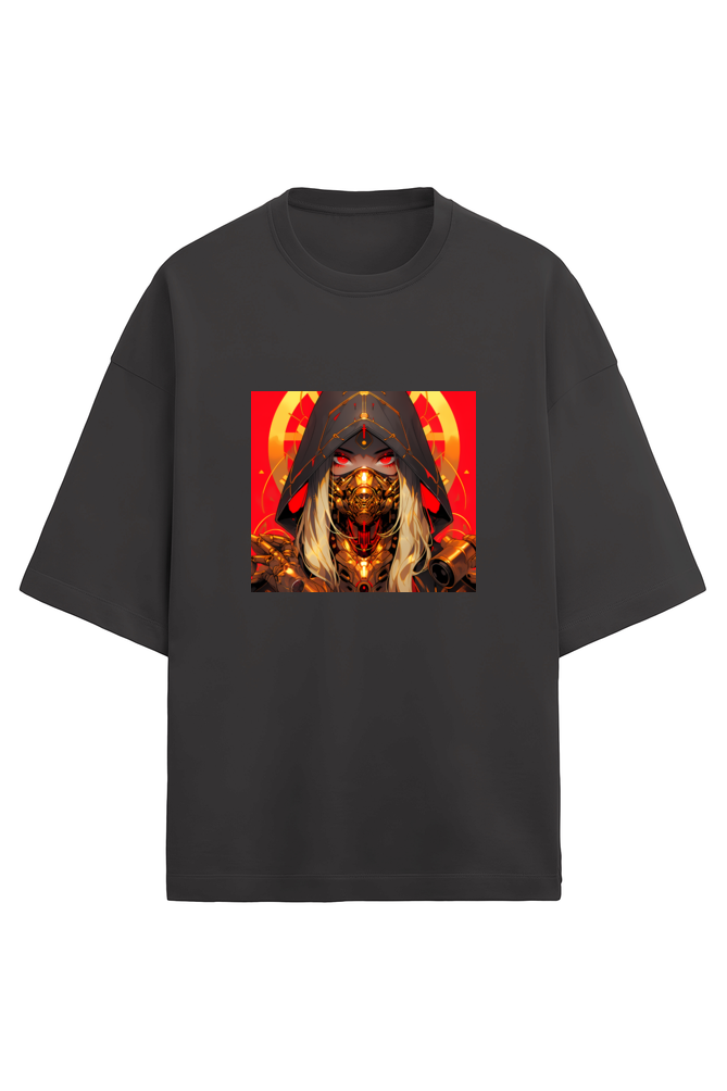 Terry Oversized Cyberpunk T-Shirt(red&gold3)