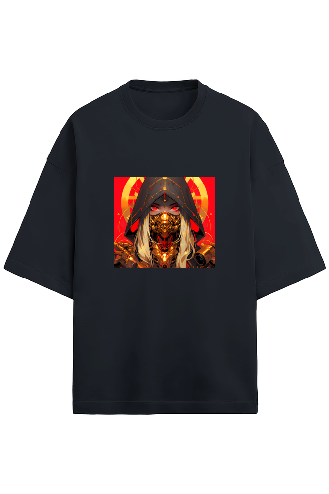 Terry Oversized Cyberpunk T-Shirt(red&gold3)