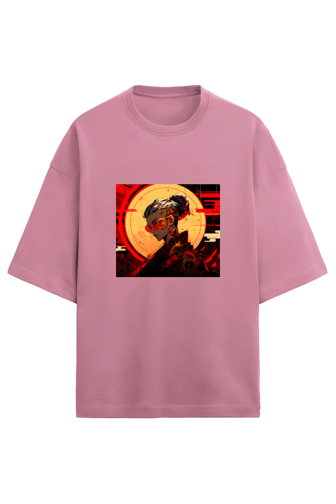 Terry Oversized Cyberpunk T-Shirt(red&gold)