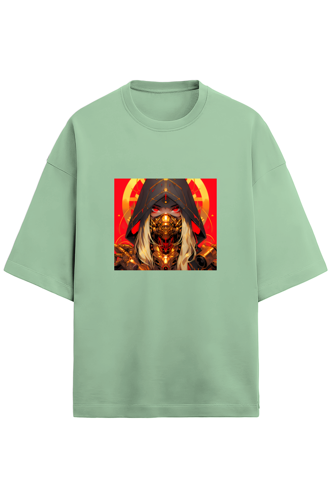 Terry Oversized Cyberpunk T-Shirt(red&gold3)